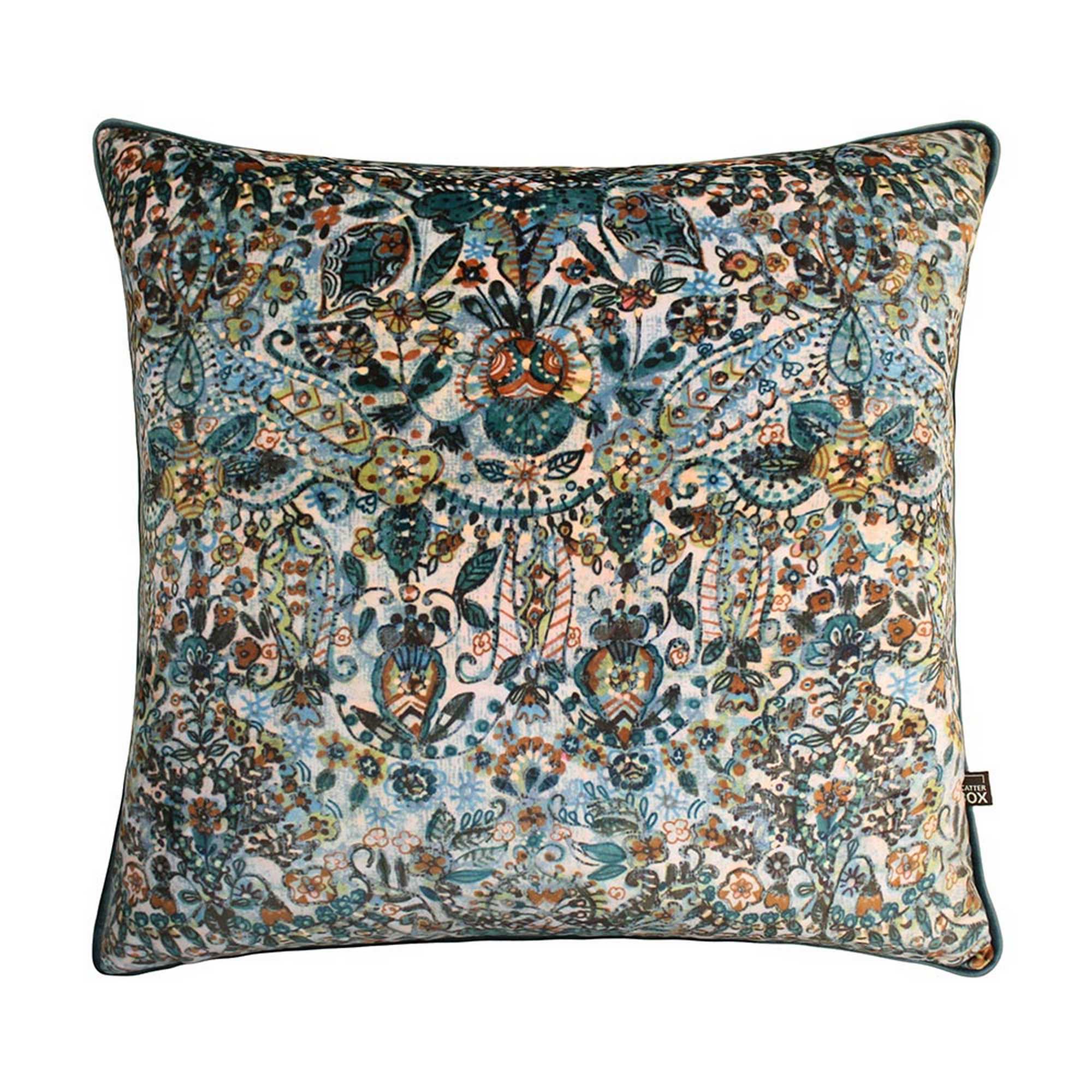 Lisboa Artistic Cushion In Teal Blue